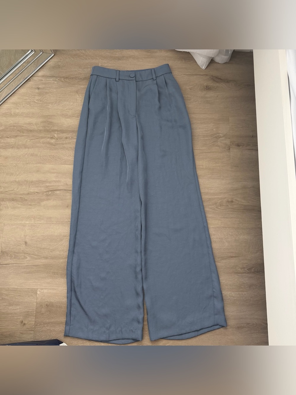 Express slate blue high-waisted pleated wide-leg pants